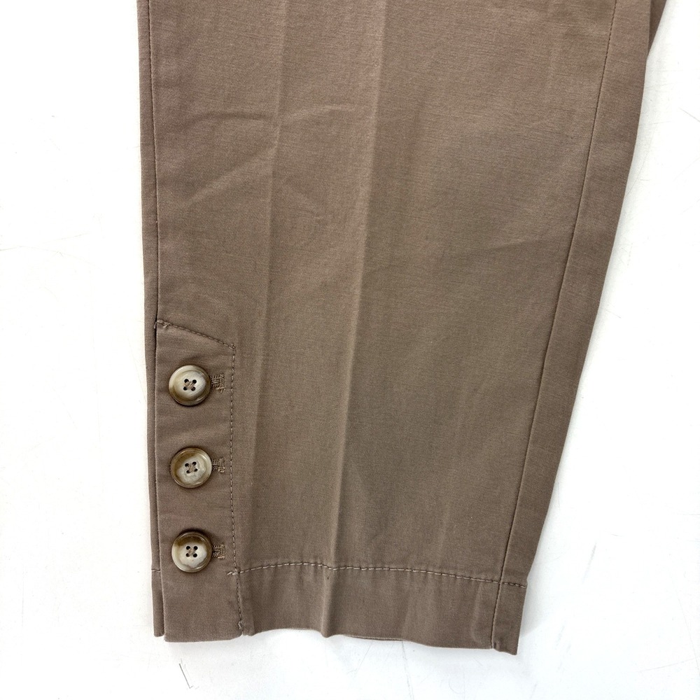 NWT LOFT‎ 4P Petite Original Crop Pants Straight Trouser Capris Khaki Tan Button - Picture 4 of 9